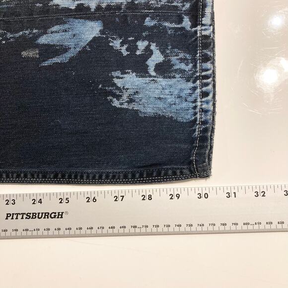 NWOT DIESEL Jeans Men 30x30 ITALY Thanaz Blue Acid Splatter Patchwork Distress - Picture 14 of 16